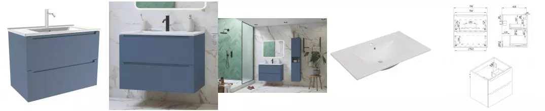 Тумба с раковиной «ZOV» Дион 80 (NS80 80) подвесная пепельно-синий Тумба с раковиной «ZOV» Дион 80 (NS80 80) подвесная пепельно-синий