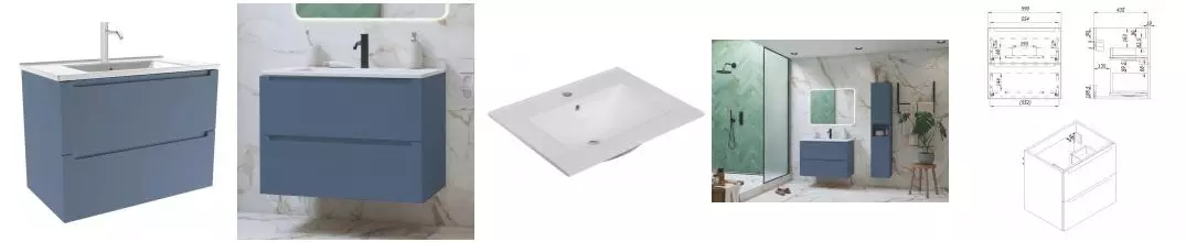 Тумба с раковиной «ZOV» Дион 60 (NS60 60) подвесная пепельно-синий