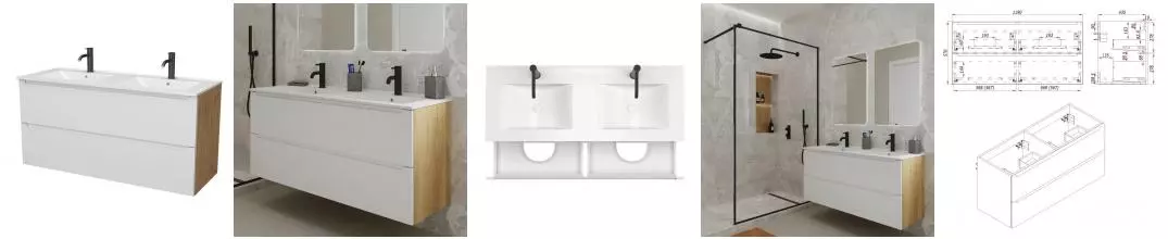 Тумба с раковиной «ZOV» Дион 120 (NS120 120) подвесная белая матовая/дуб