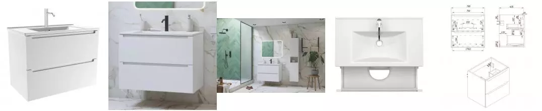 Тумба с раковиной «ZOV» Дион 80 (NS80 80) подвесная белая матовая Тумба с раковиной «ZOV» Дион 80 (NS80 80) подвесная белая матовая