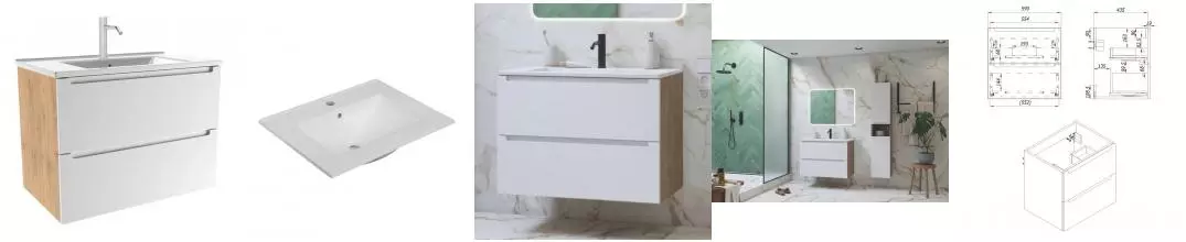 Тумба с раковиной «ZOV» Дион 60 (NS60 60) подвесная белая матовая/дуб