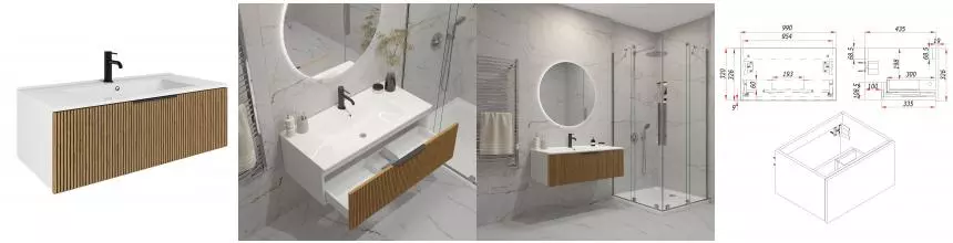 Тумба с раковиной «ZOV» Кито 100 (NS100 100) подвесная тростник/белая