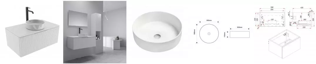 Тумба с раковиной «ZOV» Кито Флавио 60 (9514A 30) подвесная белая столешница белая