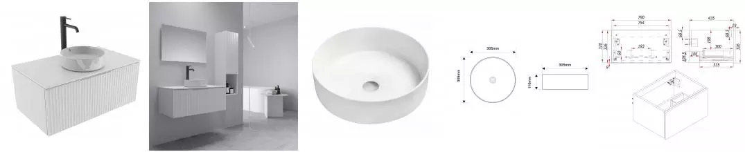 Тумба с раковиной «ZOV» Кито Флавио 80 (9514A 30) подвесная белая столешница белая