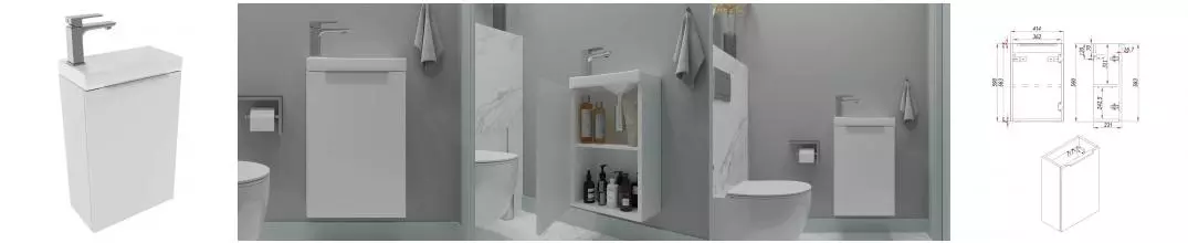 Тумба с раковиной «ZOV» Монови Слим 40 (7091B 42) подвесная белая матовая универсальная