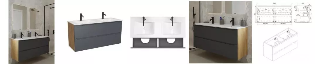 Мебель для ванной подвесная «ZOV» Дион 120 графит матовая/дуб