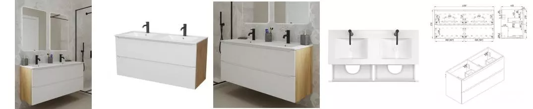 Мебель для ванной подвесная «ZOV» Дион 120 белая матовая/дуб