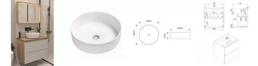 Мебель для ванной подвесная «ZOV» Дион 100 со столешницей белая матовая/дуб Мебель для ванной подвесная «ZOV» Дион 100 со столешницей белая матовая/дуб