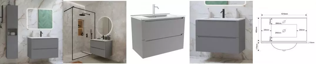 Мебель для ванной подвесная «ZOV» Дион 100 платиновая