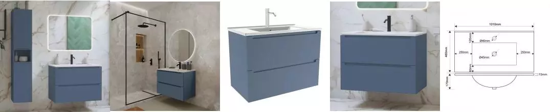 Мебель для ванной подвесная «ZOV» Дион 100 пепельно-синий