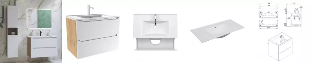 Мебель для ванной подвесная «ZOV» Дион 100 белая матовая/дуб