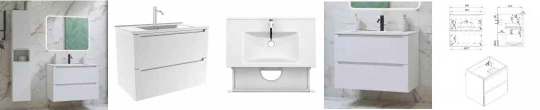 Мебель для ванной подвесная «ZOV» Дион 100 белая матовая