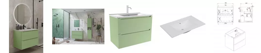 Мебель для ванной подвесная «ZOV» Дион 80 фисташковая