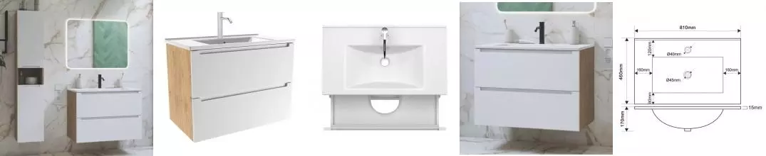 Мебель для ванной подвесная «ZOV» Дион 80 белая матовая/дуб