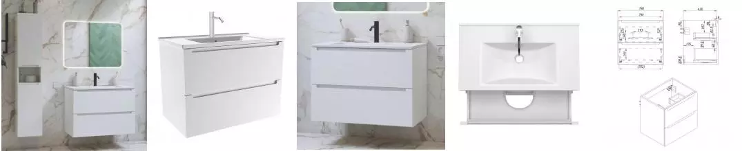 Мебель для ванной подвесная «ZOV» Дион 80 белая матовая