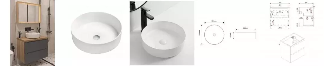 Мебель для ванной подвесная «ZOV» Дион 60 со столешницей графит матовая/дуб Мебель для ванной подвесная «ZOV» Дион 60 со столешницей графит матовая/дуб