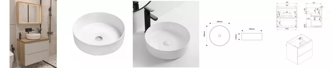 Мебель для ванной подвесная «ZOV» Дион 60 со столешницей белая матовая/дуб Мебель для ванной подвесная «ZOV» Дион 60 со столешницей белая матовая/дуб