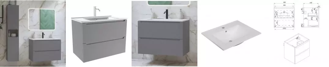 Мебель для ванной подвесная «ZOV» Дион 60 платиновая