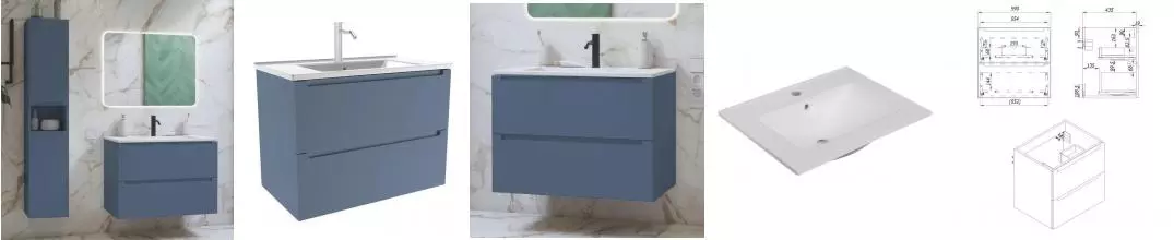 Мебель для ванной подвесная «ZOV» Дион 60 пепельно-синий