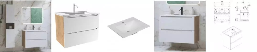 Мебель для ванной подвесная «ZOV» Дион 60 белая матовая/дуб