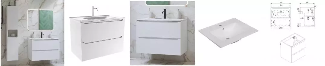 Мебель для ванной подвесная «ZOV» Дион 60 белая матовая