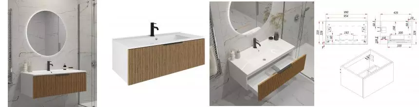 Мебель для ванной подвесная «ZOV» Кито 100 тростник/белая