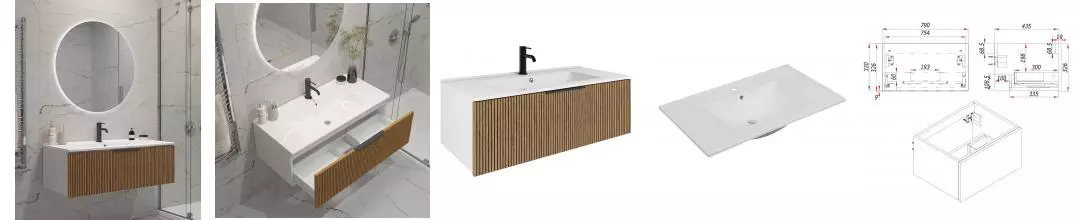 Мебель для ванной подвесная «ZOV» Кито 80 тростник/белая