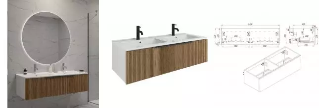 Мебель для ванной подвесная «ZOV» Кито 120 тростник/белая