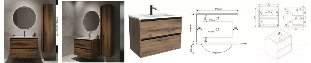 Мебель для ванной подвесная «ZOV» Парма 70 аттик