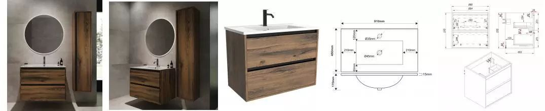 Мебель для ванной подвесная «ZOV» Парма 90 аттик