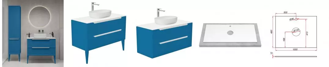 Мебель для ванной подвесная «ZOV» Севилья 100 капри/столешница белая