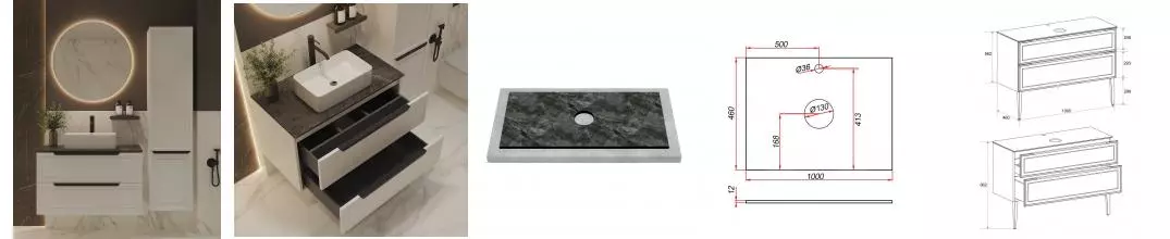 Мебель для ванной подвесная «ZOV» Севилья 100 белая матовая/столешница куритиба