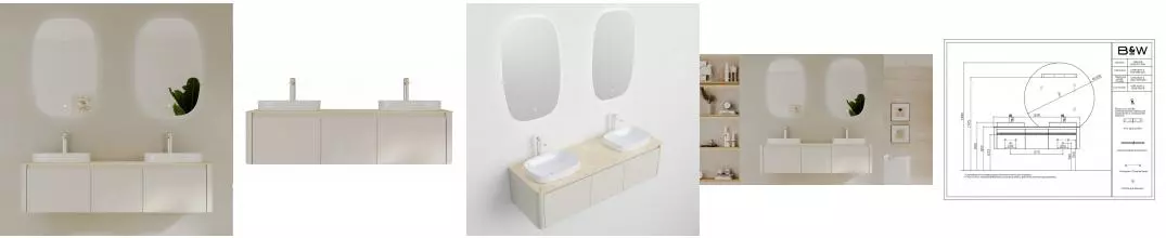 Мебель для ванной подвесная «Black & White» U916.1600-2 160 бежевая