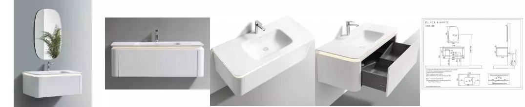 Мебель для ванной подвесная «Black & White» U925 110 Led light матовая молочно белая