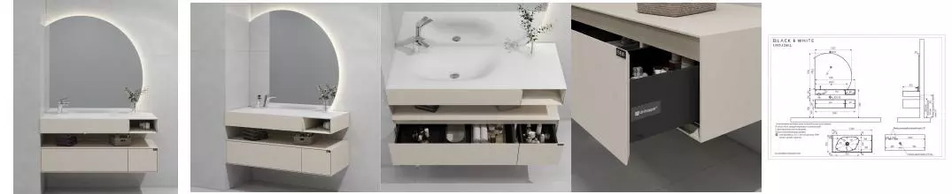 Мебель для ванной подвесная «Black & White» U955 120 Khahi левый