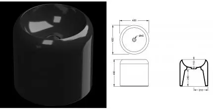 Раковина накладная 42 см GSG Petra PELAVSECOLFS002, чёрный глянцевый, шт PELAVSECOLFS002 · Remer, PELAVSECOLFS002