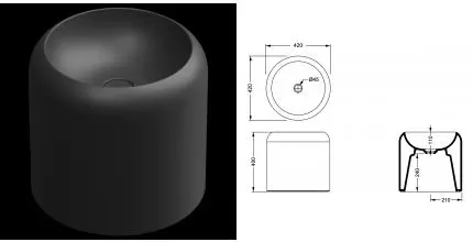 Раковина накладная 42 см GSG Petra PELAVSECOLFS003, чёрный матовый, шт PELAVSECOLFS003 · Remer, PELAVSECOLFS003