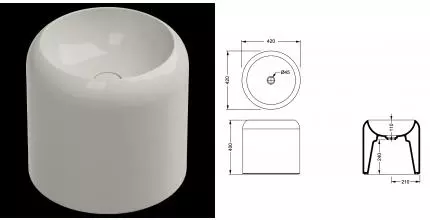 Раковина накладная 42 см GSG Ceramic Design Petra PELAVSECOLFS013, пергамон глянцевый