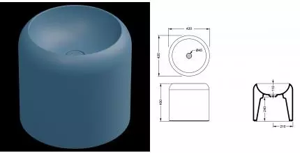 Раковина накладная 42 см GSG Petra PELAVSECOLFS027, Denim Matt, шт PELAVSECOLFS027 · Remer, PELAVSECOLFS027