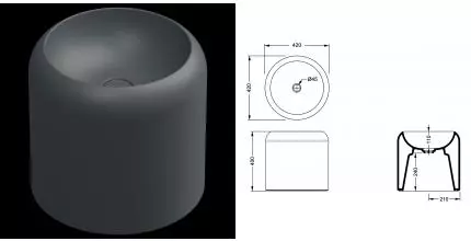 Раковина накладная 42 см GSG Petra PELAVSECOLFS028, Ebano Matt, шт PELAVSECOLFS028 · Remer, PELAVSECOLFS028