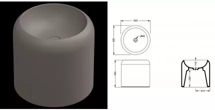 Раковина накладная 42 см GSG Petra PELAVSECOLFS029, Tortora Matt, шт PELAVSECOLFS029 · Remer, PELAVSECOLFS029