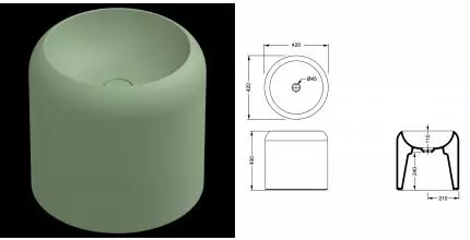 Раковина накладная 42 см GSG Petra PELAVSECOLFS031, Salvia Matt, шт PELAVSECOLFS031 · Remer, PELAVSECOLFS031