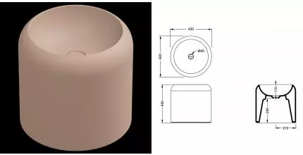 Раковина накладная 42 см GSG Petra PELAVSECOLFS032, Cipria Matt, шт PELAVSECOLFS032 · Remer, PELAVSECOLFS032