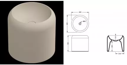 Раковина накладная 42 см GSG Petra PELAVSECOLFS034, Sabbia Matt, шт PELAVSECOLFS034 · Remer, PELAVSECOLFS034