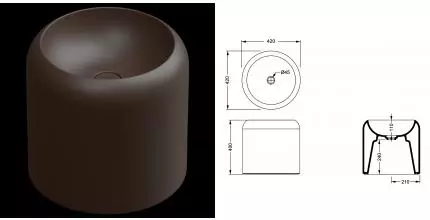 Раковина накладная 42 см GSG Petra PELAVSECOLFS035, Cacao Matt, шт PELAVSECOLFS035 · Remer, PELAVSECOLFS035