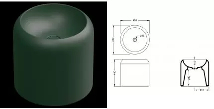 Раковина накладная 42 см GSG Petra PELAVSECOLFS036, Smeraldo Matt, шт PELAVSECOLFS036 · Remer, PELAVSECOLFS036