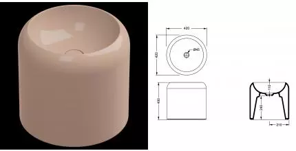 Раковина накладная 42 см GSG Petra PELAVSECOLFS039, Rosa Glossy, шт PELAVSECOLFS039 · Remer, PELAVSECOLFS039