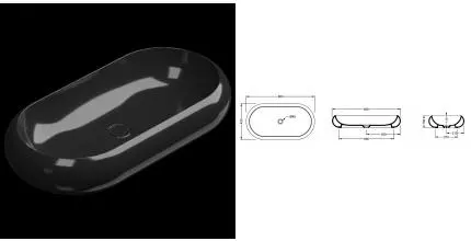Раковина накладная 80 см GSG Petra PELAV80002, чёрный глянцевый, шт PELAV80002 · Remer, PELAV80002