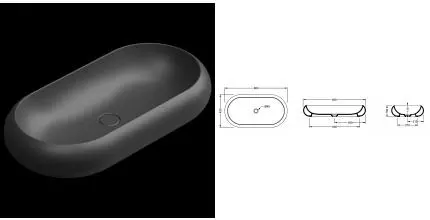 Раковина накладная 80x42 см GSG Ceramic Design Petra PELAV80003, черный матовый