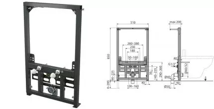 Инсталляция для биде «AlcaPlast» A105/850